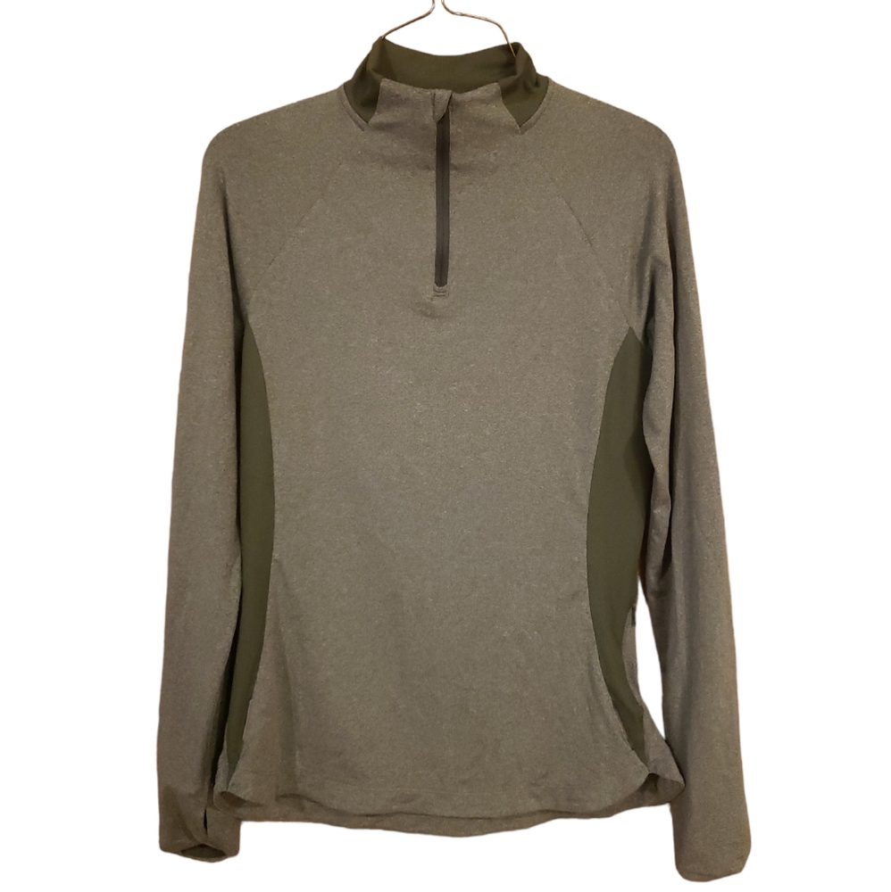 REI Women's Small 1/4 Zip Olive Green Long Sleeve Running Top